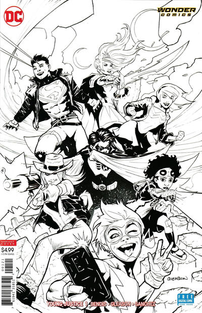 Young Justice (2018 Dc) (3rd Series) #1 Black And White Variant Cover Comic Books published by Dc Comics