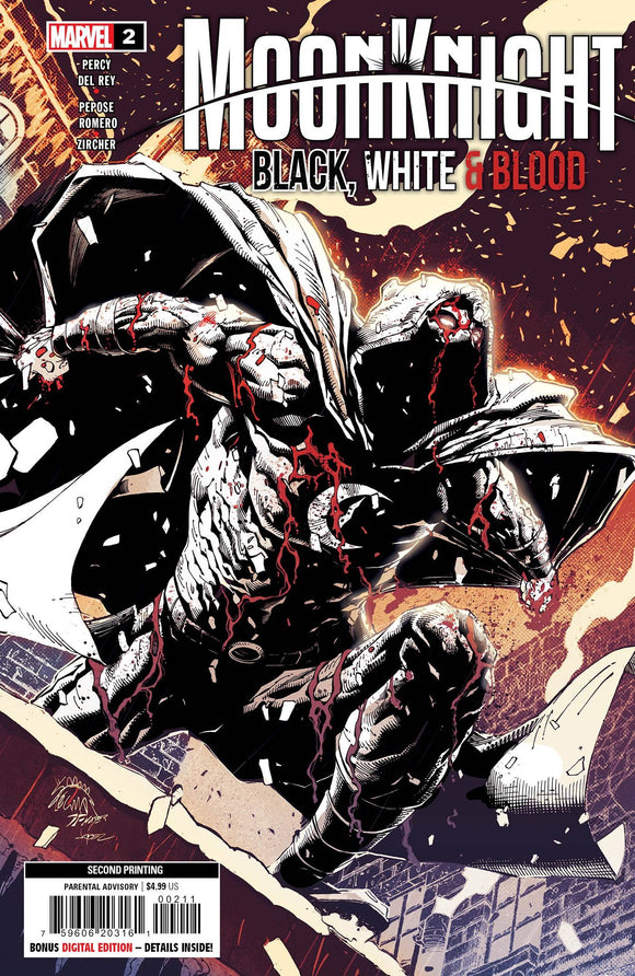 Moon Knight Black White and Blood (2022 Marvel) #2 (Of 4) 2nd Ptg Stegman Variant Comic Books published by Marvel Comics